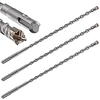 Vista 12 de Broca para hormigón, 1 unidad, 1 pulgada x 10 "-8 pulgadas, material de carburo de doble rosca de tipo cruzado, adecuado para hormigón, ladrillo