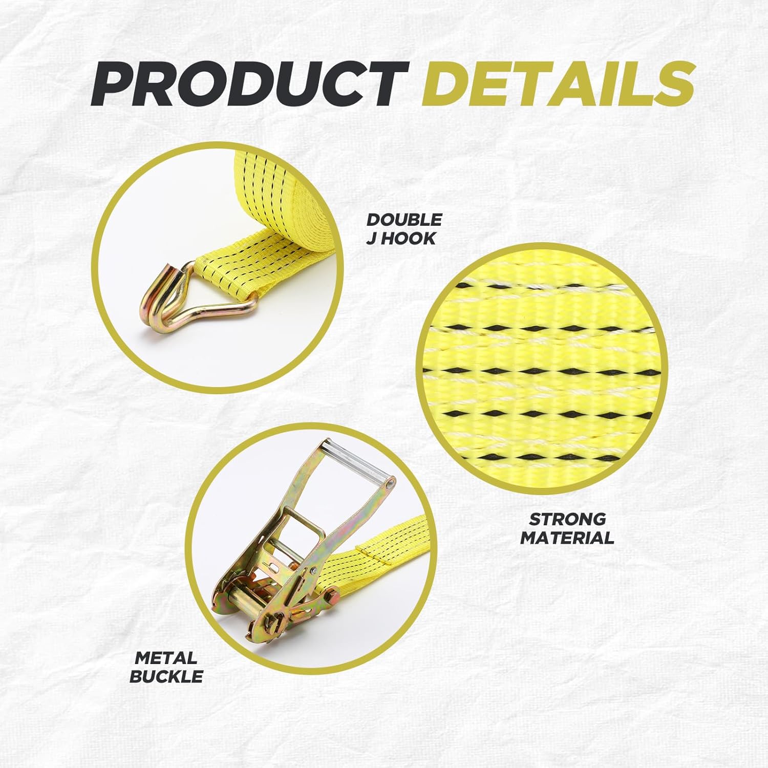 2 Pack Ratchet Straps 2 Inch x 30 Ft Heavy Duty Tie Down Straps Ratchet with J Hook 6613 Lbs Working Load 10000 Lbs Break Strength for Moving Appliances, Lawn Equipment and Motorcycles - Image 4