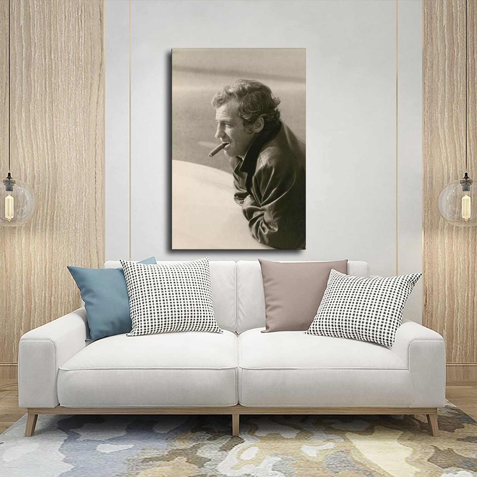 30x45 Cm Salon Chambre MJKO Poster Jean-Paul Belmondo Sur Toile - 30x45cm - Décoration Murale Vintage Pour Salon Ou Chambre Cadre 30x45
