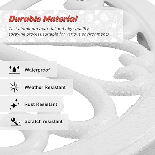 Miniatura 5 de HOMEFUN Banco al aire libre, bancos de jardín de patio, sofá de dos plazas de metal, muebles exteriores de aluminio fundido blanco para parque