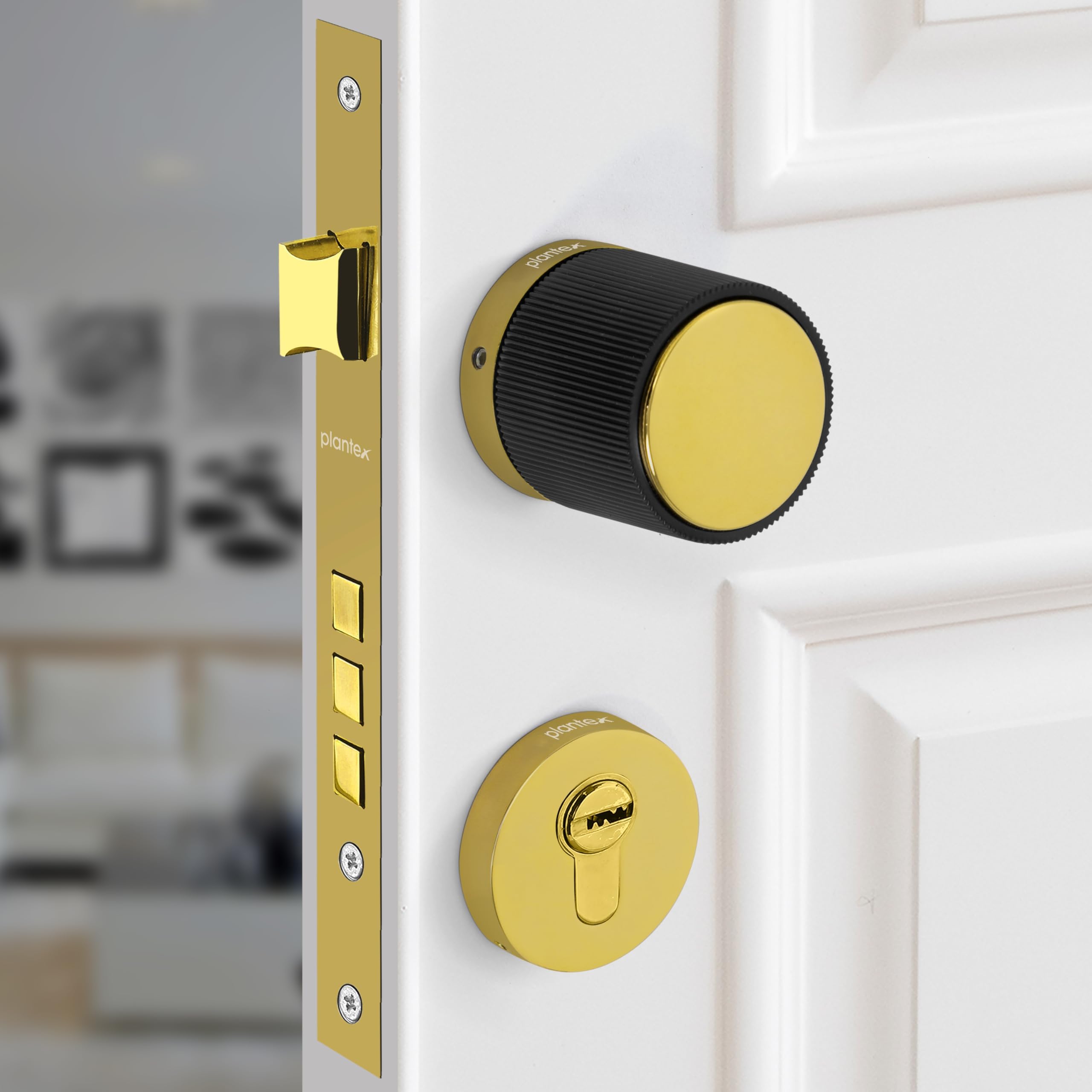 Plantex Main Door Mortise Lock/Heavy Duty Door Knob Lock/Pull Handle Set for Home/Office - Door Accessories - (Brass Antique - Black) — Amazon image 11