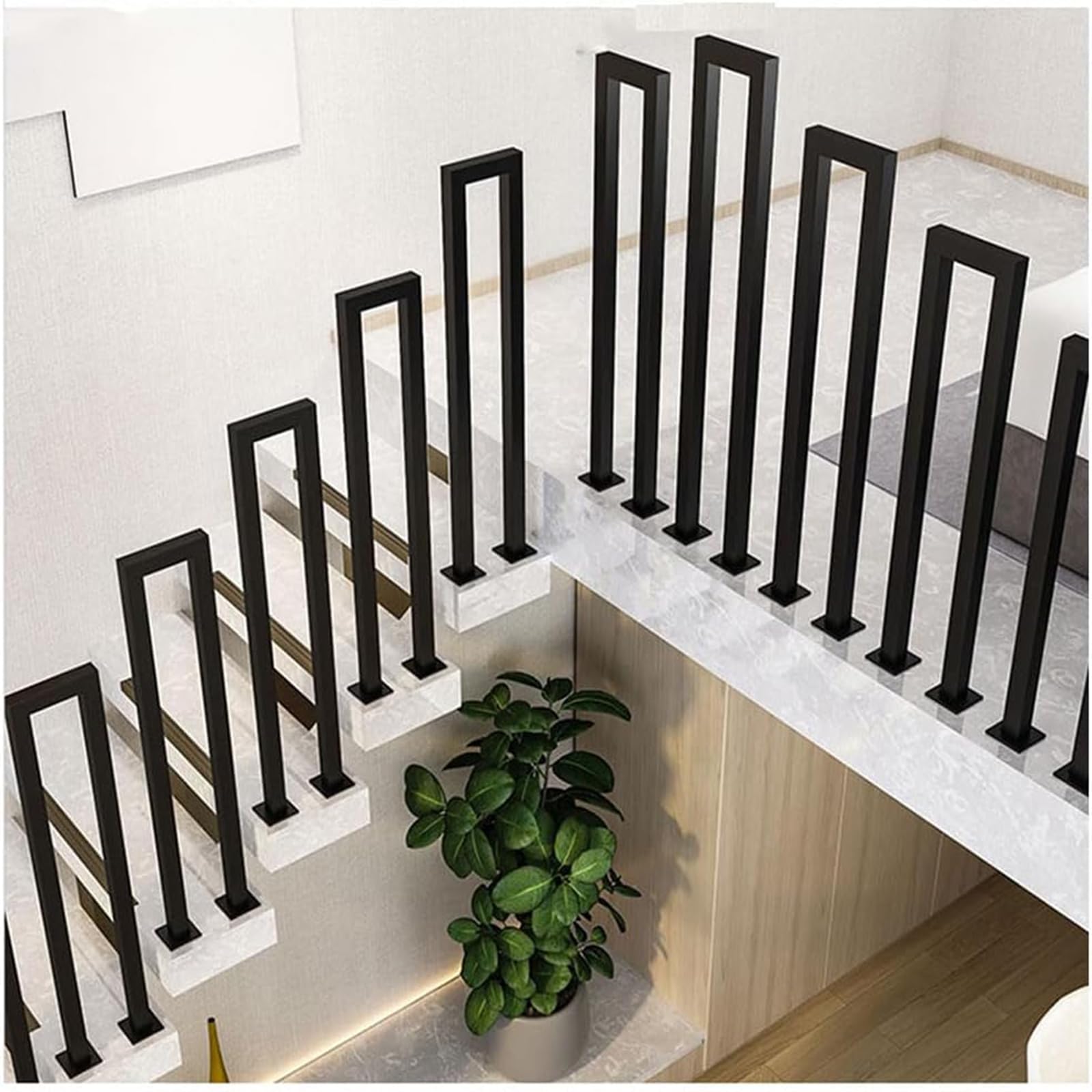 Lijyitf Black U-Shaped Railing Stairs, Outdoor Handrail, Indoor Stair Banister, Handrails For Stairs, Hand Rails Outside Steps, Grab Rails Outdoor, Stair Handrail For Balconies, Hallways, Apartments, Villas