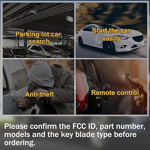 Miniatura 7 de TOP-VIGOR Llavero remoto de coche de 315 MHz compatible con Ford Escape Transit Connect 2013 2014 2015 2016 2017 2018 2019, 3 botones Smart Chip 63