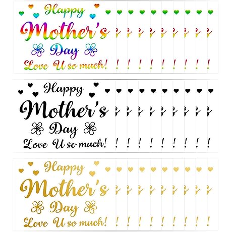 30 Sheets Mothers Day Balloon Stickers for Mom with Happy Mother's Day Party Decorations Supplies