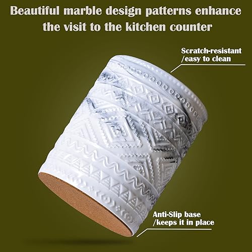 Miniatura 3 de Yundu Soporte para utensilios de cocina de mármol de cerámica gris para encimera, vajilla para decoración del hogar
