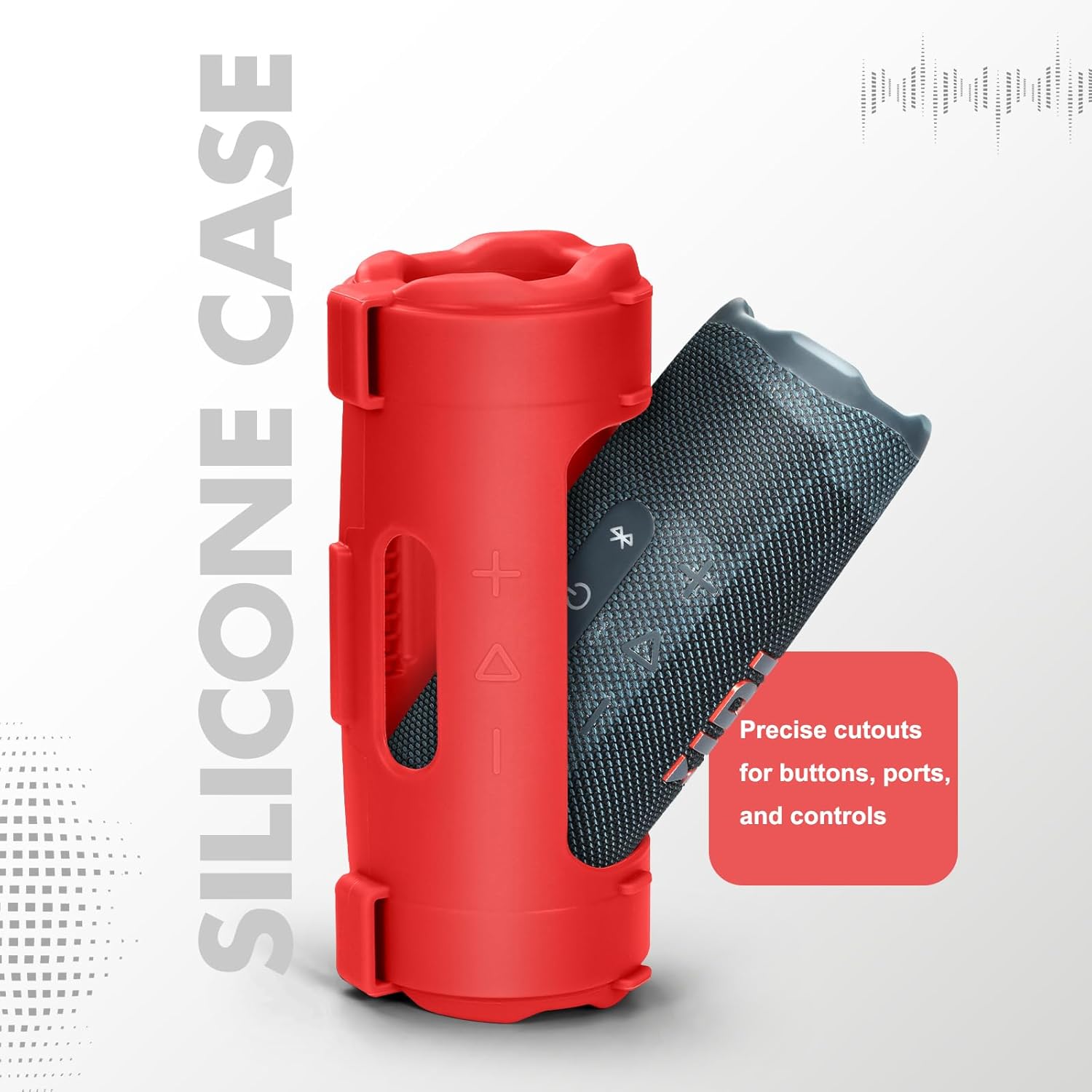 Silicone Case Sleeve Compatible with JBL Flip 7 Portable Speaker, Soft Skin Cover with Shoulder Strap and Bike Strap (Red) - Image 3