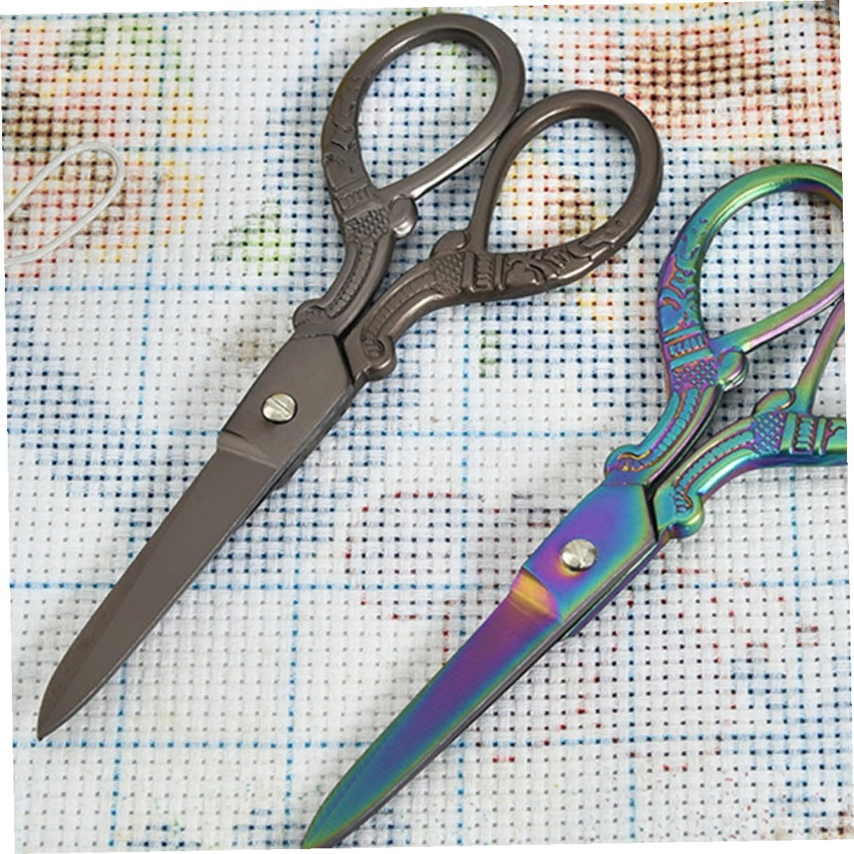 Retro Stainless Steel Sharp Tip Scissors for Embroidery and Sewing, Portable Multi-color Gold Plated DIY Craft Shears for Home Use