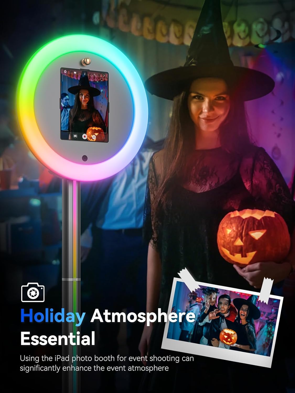 Portable Photo Booth Compatible with Any Ipad, Software Remote Control RGB Light Ring Music Sync, Selfie Photobooth Shell Machine for Parties Wedding Rental (Q1)