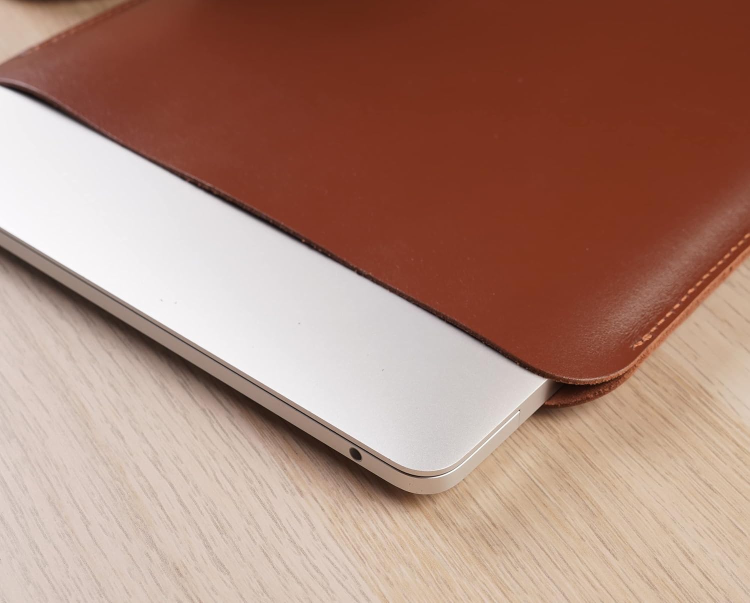Leather Case for MacBook Air Case Sleeve Soft Bag Handmade for 13-inch MacBook Air M1 M2 A2337 A2179 A1932 2018-2023, MacBook Pro M1/A2338 A2251 A2289 2016-2023, Cognac Vertical