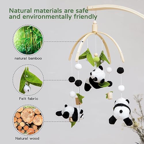 Miniatura 3 de Móvil de bebé para cuna, decoración móvil de guardería, decoración de panda para bebé, móvil suave para niño, niña