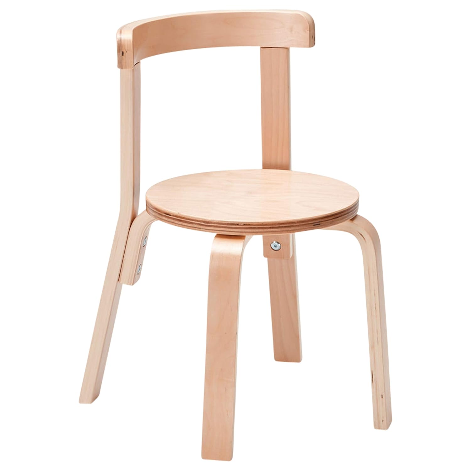 ECR4Kids Bentwood Round Table and Curved Back Chair Set, Kids Furniture, Natural, 5-Piece