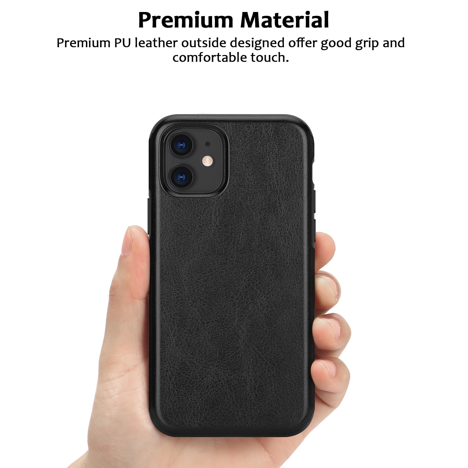 Coque Magnétique IPhone 6.7 Pro Max – Cuir Et TPU – Compatible MagSafe – Noir