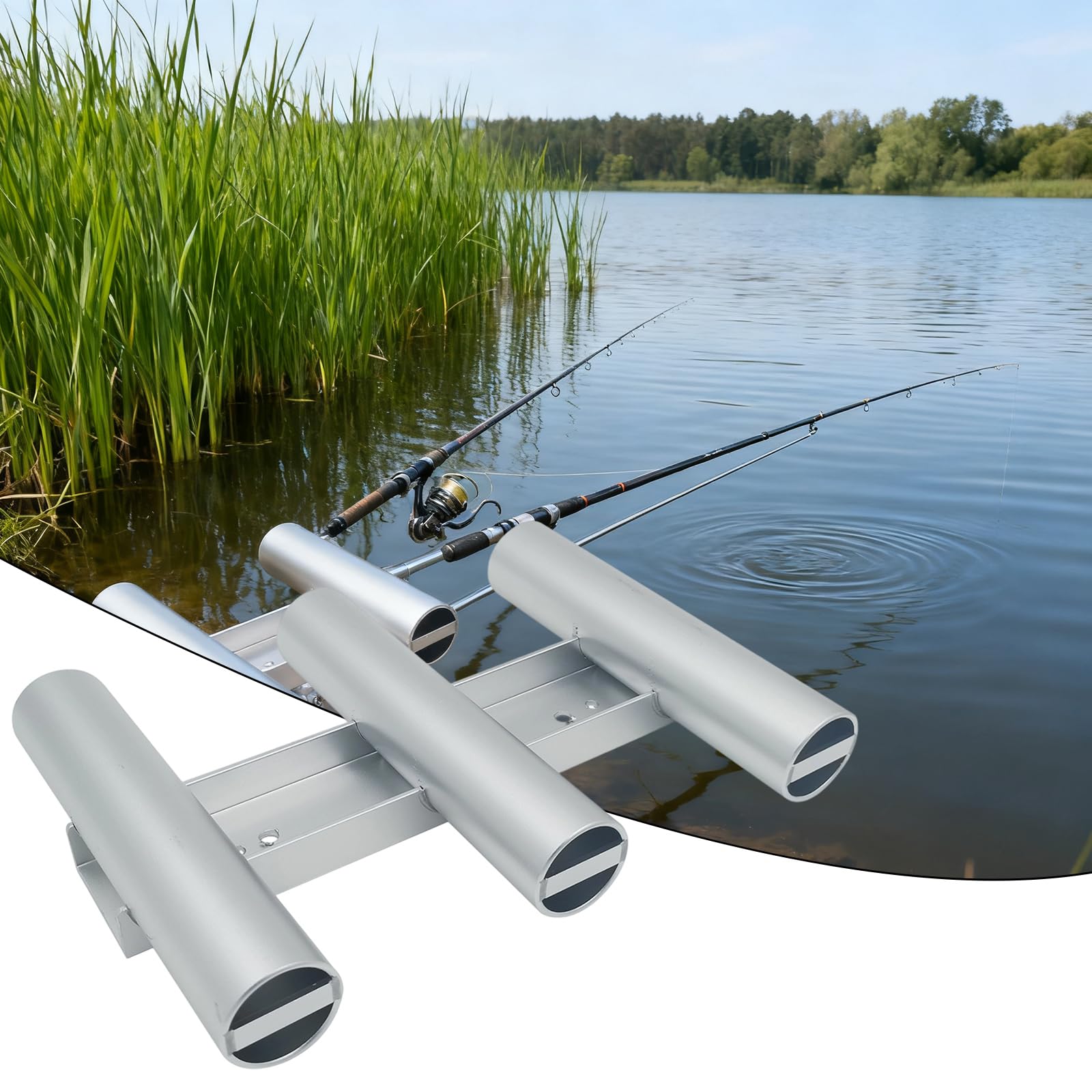 XAGMODSHN Barcos Soporte De Aluminio para Caña Pescar Soportes Montaje En Tubo Postes Livianos Soportes Marco Caña Pescar con Tubo 3 Varillas Barcos Kayak Enfriadores Garaje