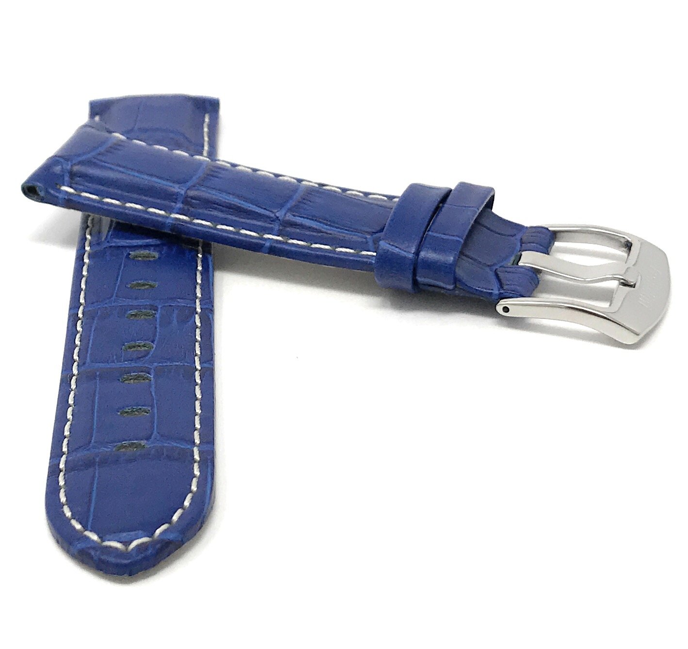 Bandini 26mm Mens Leather Watch Band - Alligator Pattern Leather Watch Strap - Replacement Watch Band for Classic and Smart Watch - Blue 26 mm Watch Band