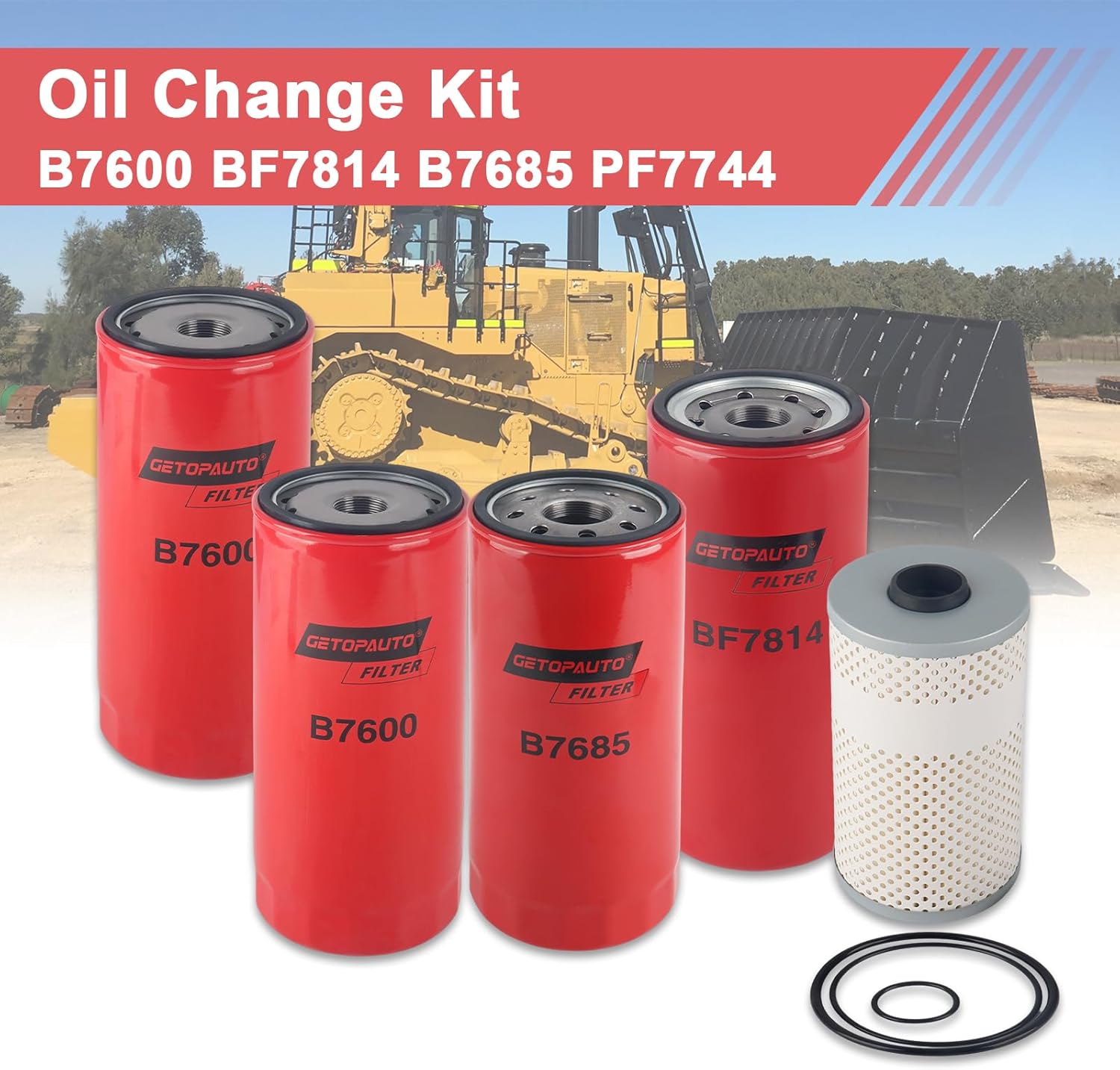 B76(2PCS) BF7814 B7685 PF7744 Filter Kit Oil Change Kit Compatible with D13 engine