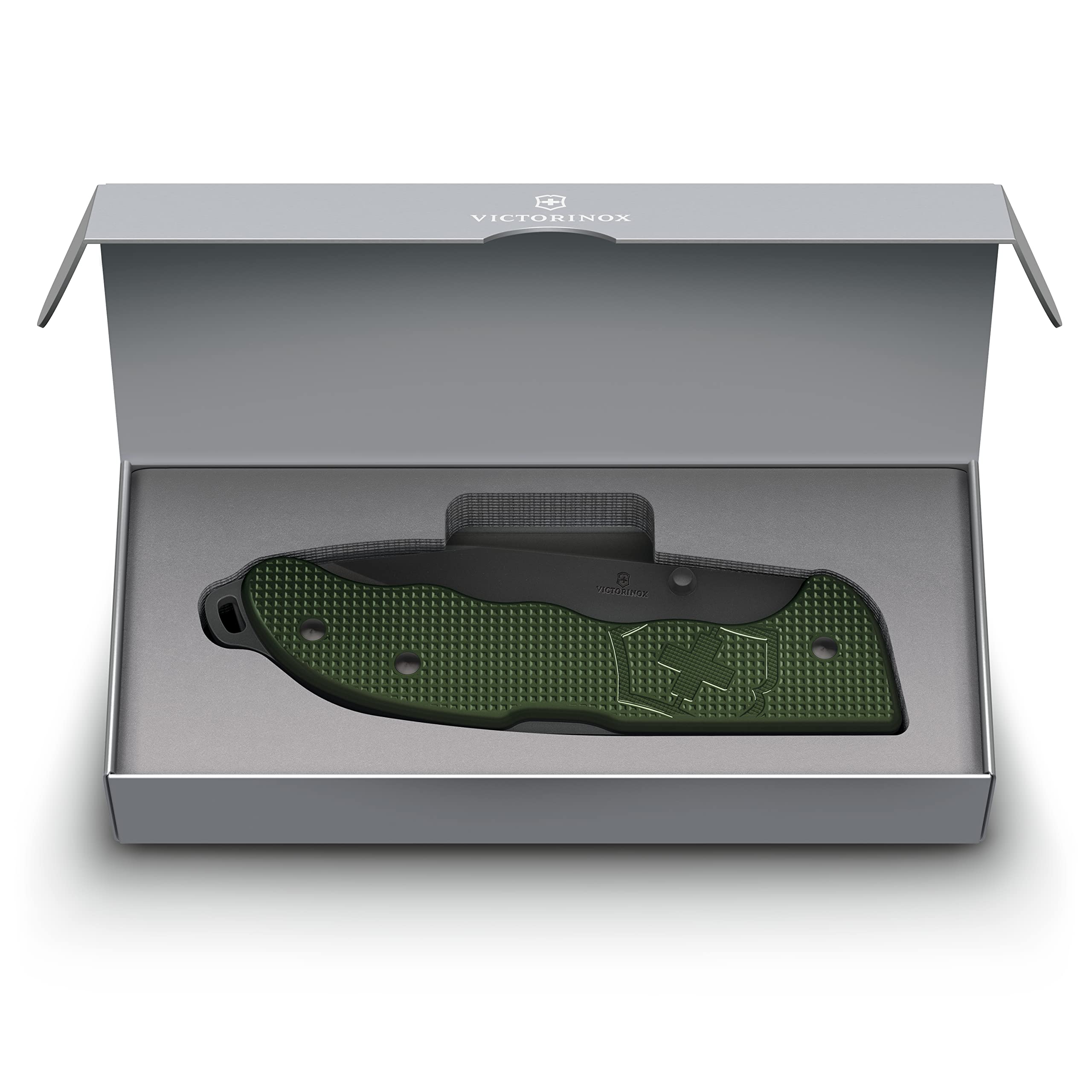 Victorinox Couteau Suisse Hunter Evoke BSH Alox, Couteau Pliant Outdoor, 4 Fonctions, y c. Lame 10 cm et Bouton, Olive