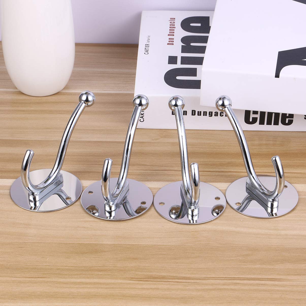 VASDEV Perchas de Metal 8 Piezas Perchas de Acero para el hogar Ropa de Cocina Toalla Adhesivo Sombrero Barra de Puntas de Pared Baño Ganchos de perforación de Acero Inoxidable Gancho de