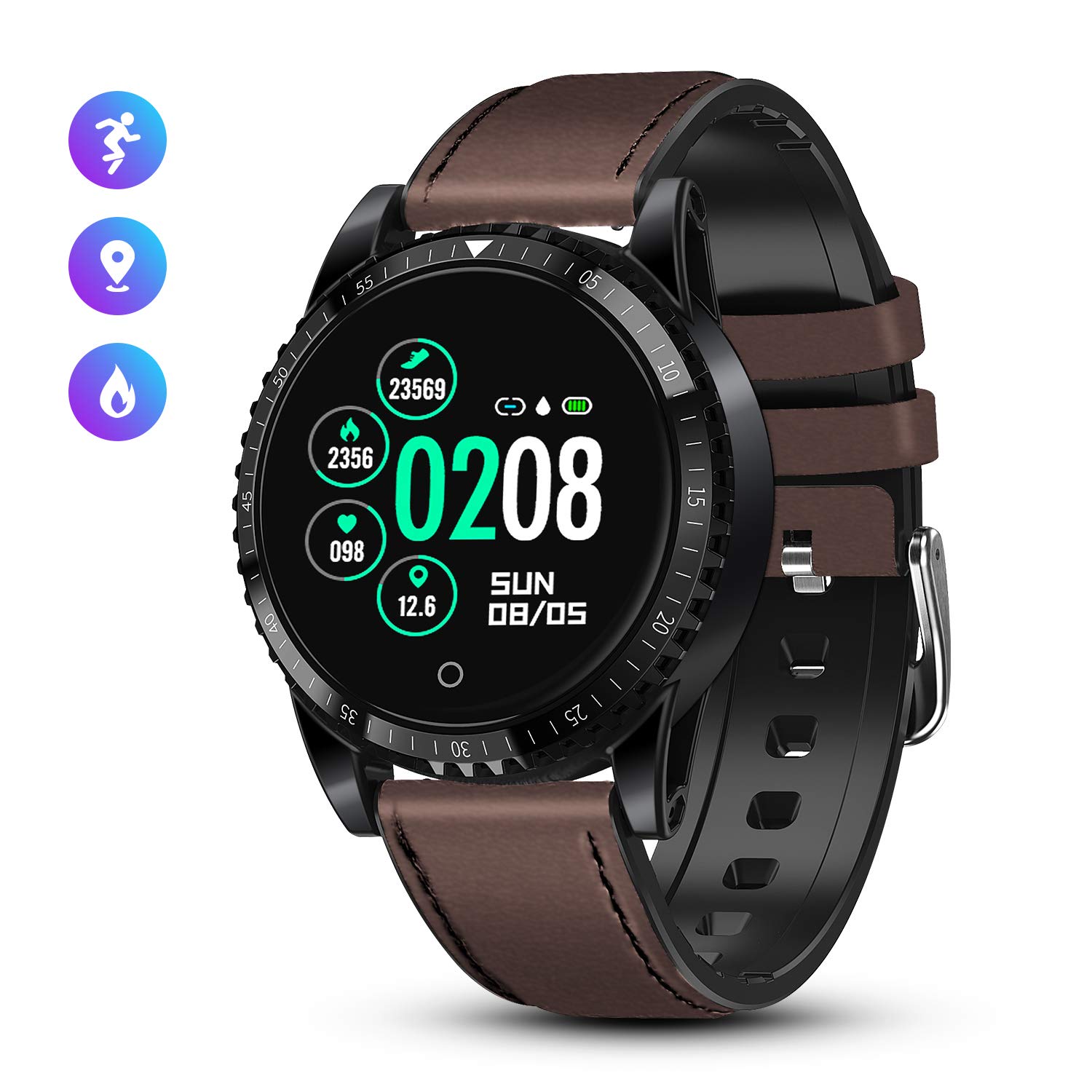 GOKOO Smart Watch for Men Activity Tracking Heart Rate Blood Pressure Monitor Sleep Tracker IP67 Waterproof Smart Watch Camera Control Sedentary Reminder Pedometer Calorie Counter Touchscreen