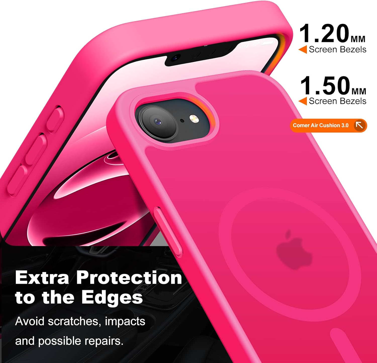Hualele Magnetic for iPhone 16e Case,Compatible with MagSafe, Military Grade Dropproof Translucent Matte Hard Back Soft Edge Cover for iPhone 16e Phone Case,Hot Pink Hot Pink iPhone 16e image 6 of 6 B0F83S1YNH