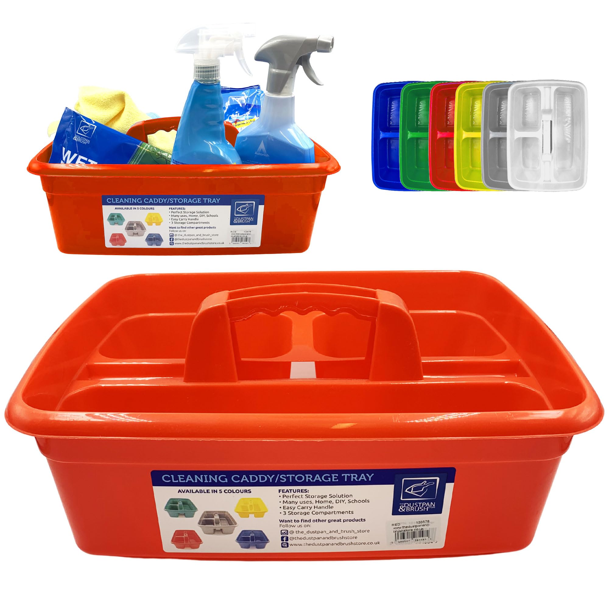 Tdbs The Dustpan And Brush Store Red Cleaning Caddy With Handle Cleaners Caddy Organiser Carry Baskets For Cleaning Products (Red)