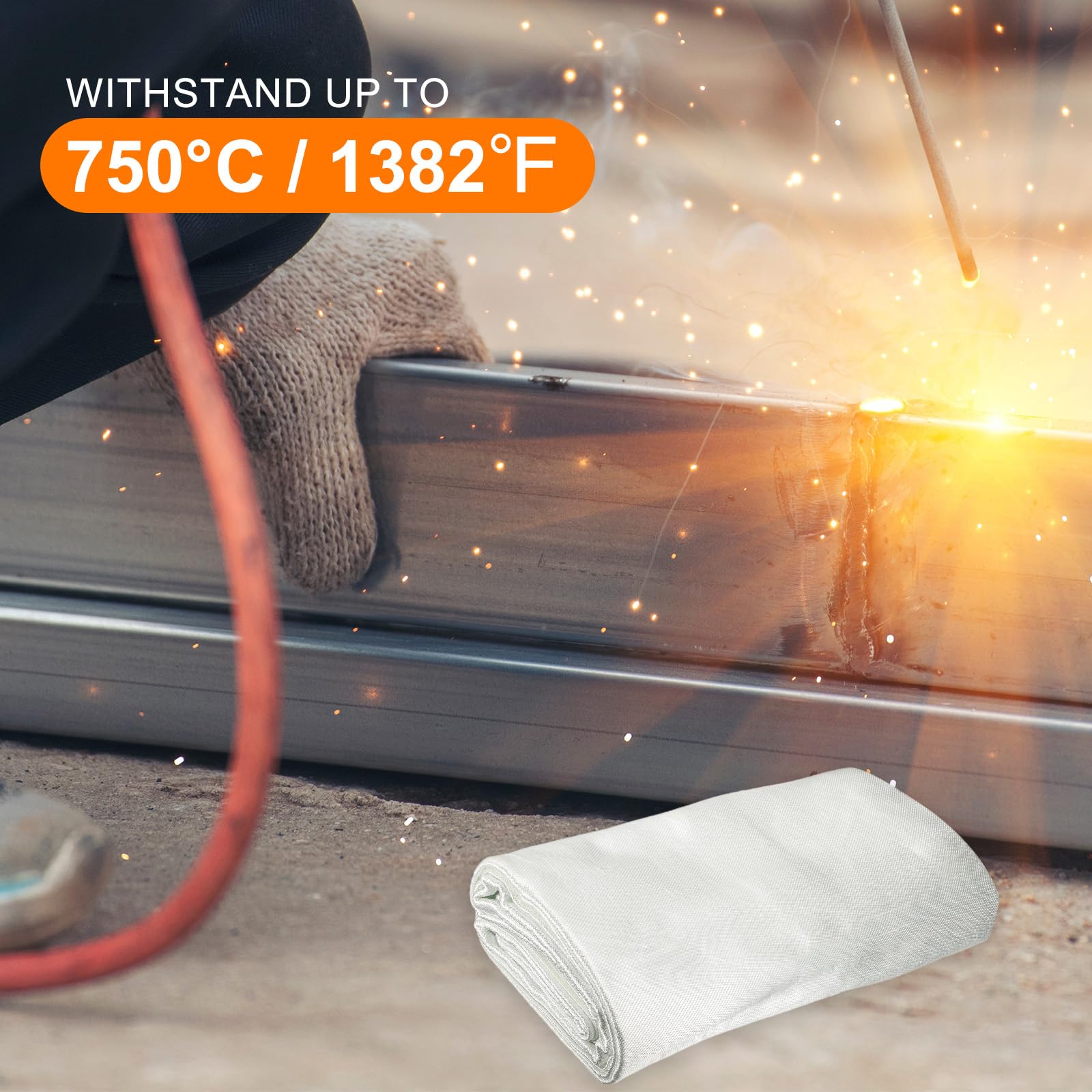 QUARKZMAN Manta De Soldadura Ignífuga 195x200 Cm, Tela De Fibra De Vidrio Resistente Al Calor, Manta Protectora contra Calor Y Fuego, Suministros De Protección, 0.6 Mm De Grosor, Blanca