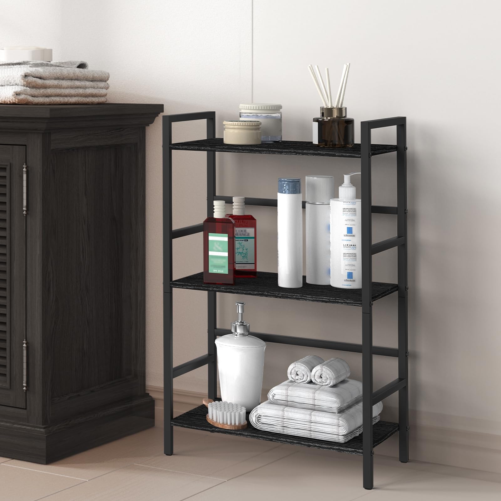 CADUKE Eckregal 3-stöckig, Schwarz & Braun – Industriedesign Für Küche, Bad, Büro
