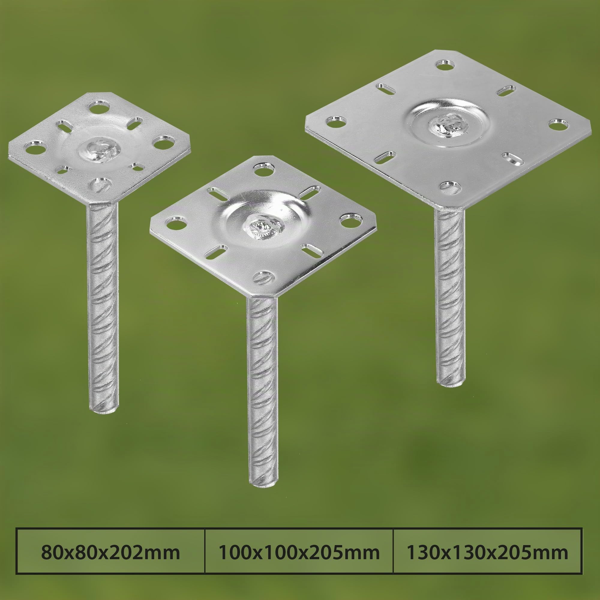KOTARBAU® 2 pcs Support de Poteau à Sceller - Acier Galvanisé - 130 x 130 x 200 mm - Argent - Pied de Poteau - avec Ancre Béton - pour Clôture et Poutre - Robuste - Résistant à La Corrosion