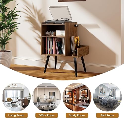 Miniatura 4 de Soporte para reproductor de discos de vinilo con salida de álbum, estante de audio, armario de almacenamiento de álbum, mesa auxiliar de sofá, mesa