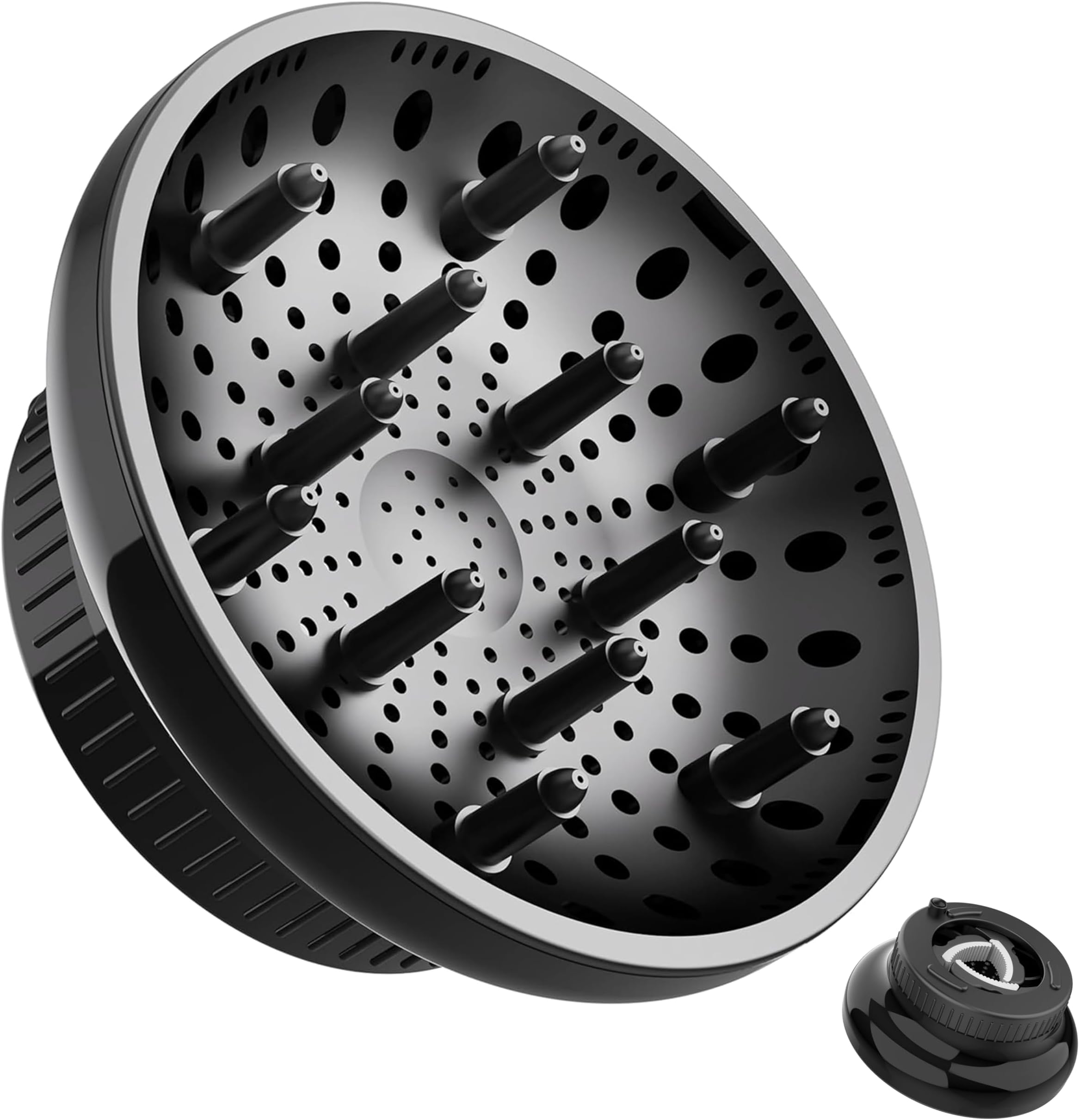 Hair Diffuser Attachment Universal Diffuser Hair Dryer for Curly Hair, Hair Dryer Diffuser for Blow Dry and Volumizing, Hair Diffuser for Curly Hair and Natural Wavy Hair (Black) BLOLYO