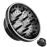 Vista 1 de Difusor de cabello, difusor universal para cabello rizado, difusor de secador de pelo para secar y dar volumen, difusor de cabello para cabello Negro