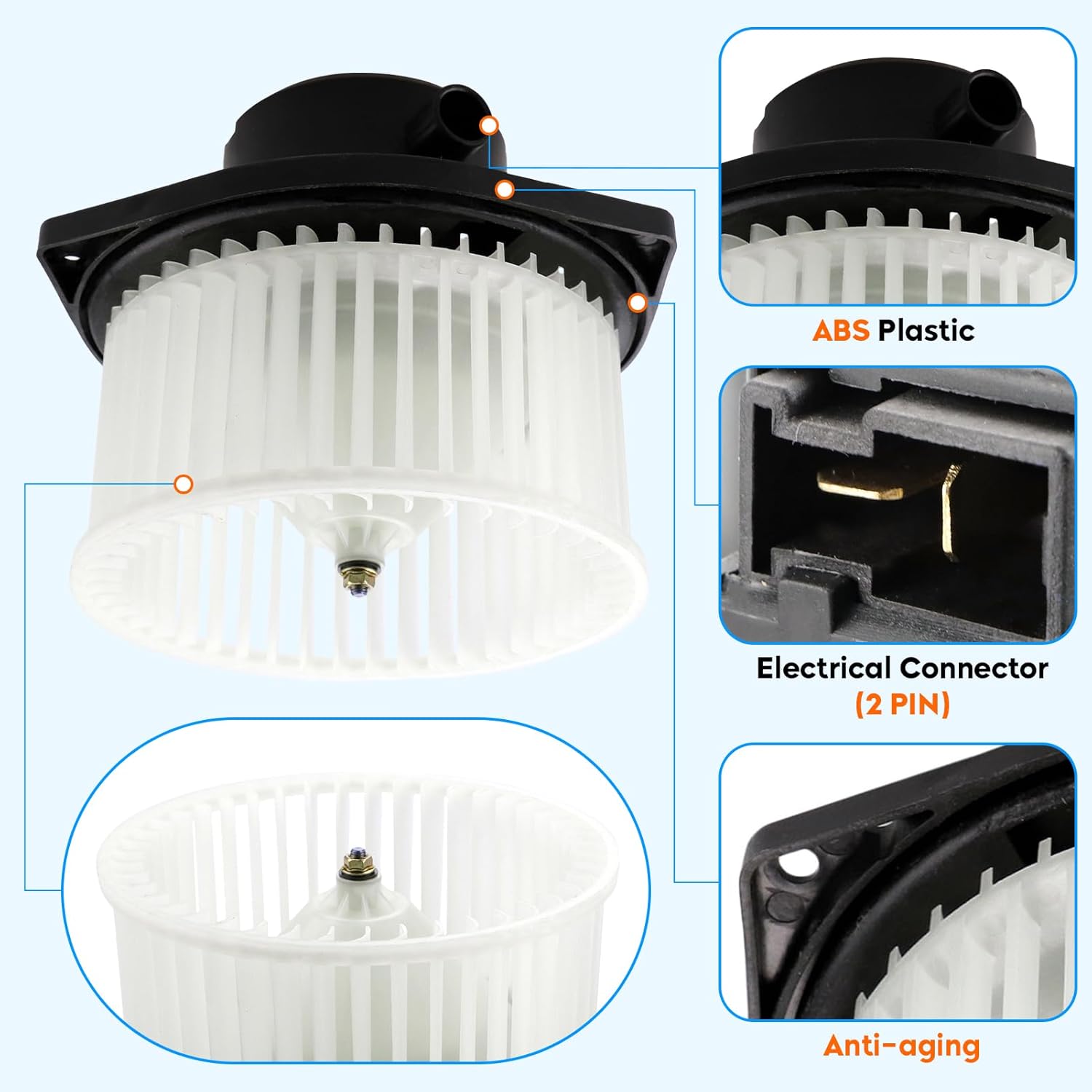 HVAC Heater Blower Motor Assembly 700044 Fit for Nissan Pathfinder 1996-2004, for Nissan Maxima 1995-1999, for Infiniti QX4 1997-2003, for G20 1999-2002, for I30 1996-1999, Replaces NI3126103