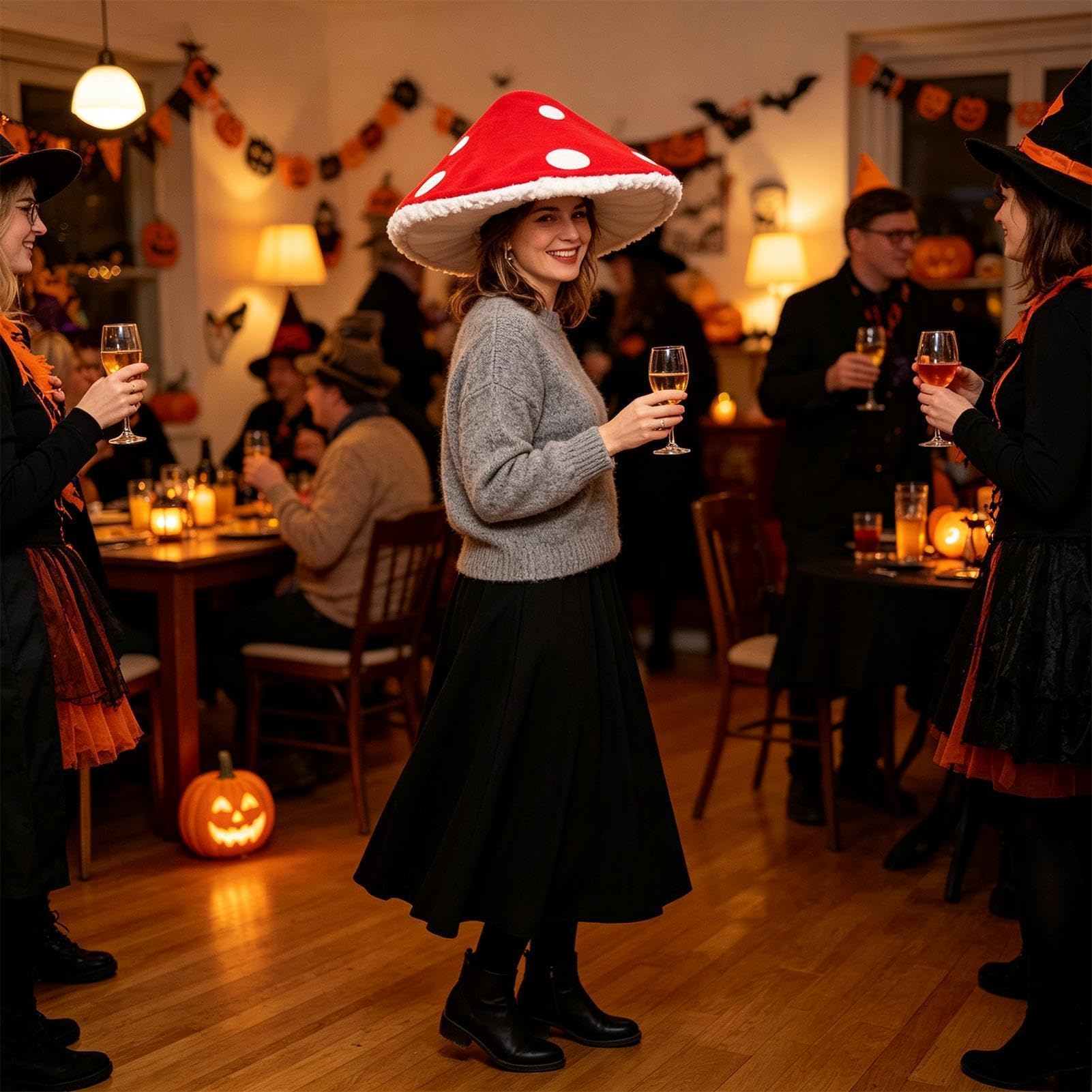 Cappello a fungo oversize con tesa larga, accessorio per cosplay e feste, per adolescenti e adulti, ideale per Halloween