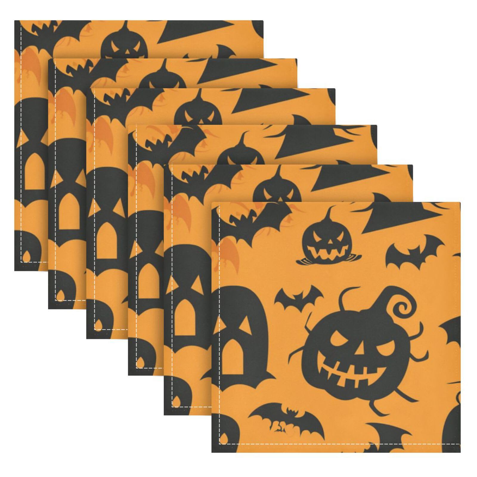 Serviettes de table Halloween lot en polyester orange et noir pour décoration de table moderne