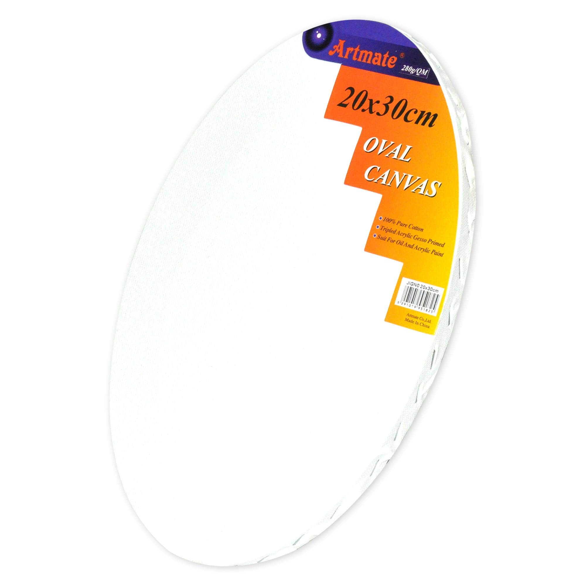 ARTMATE CANVAS WHITE OVAL SHAPE, 20x30cm Size 280GSM - JIGN02030