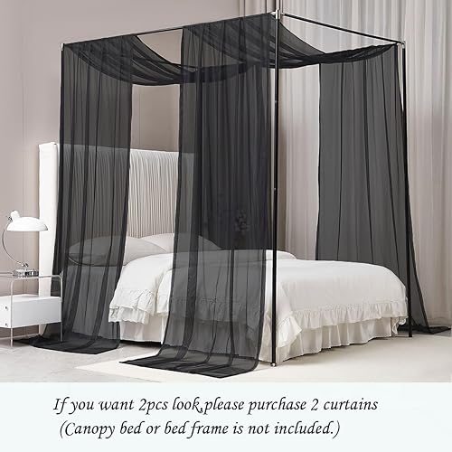Miniatura 6 de Akiky Cortinas de dosel para cama, toldos negros transparentes, cenefa, 1 panel de toldo, tamaño King, bufanda, cenefa para decoración del hogar