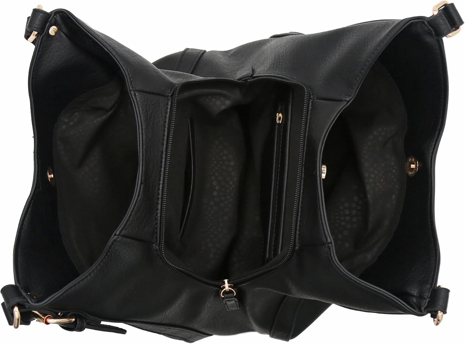 Lightweight 3 Compartment Faux Leather Medium Hobo Bag - Image 5