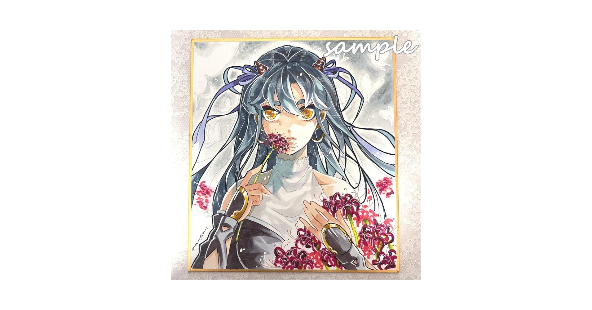 ✴︎ ちまき ✴︎ イラスト　手描き　アナログ　色紙 手描きイラスト 魔法少女ノ魔女裁判 遠野ハンナ アナログ 色紙