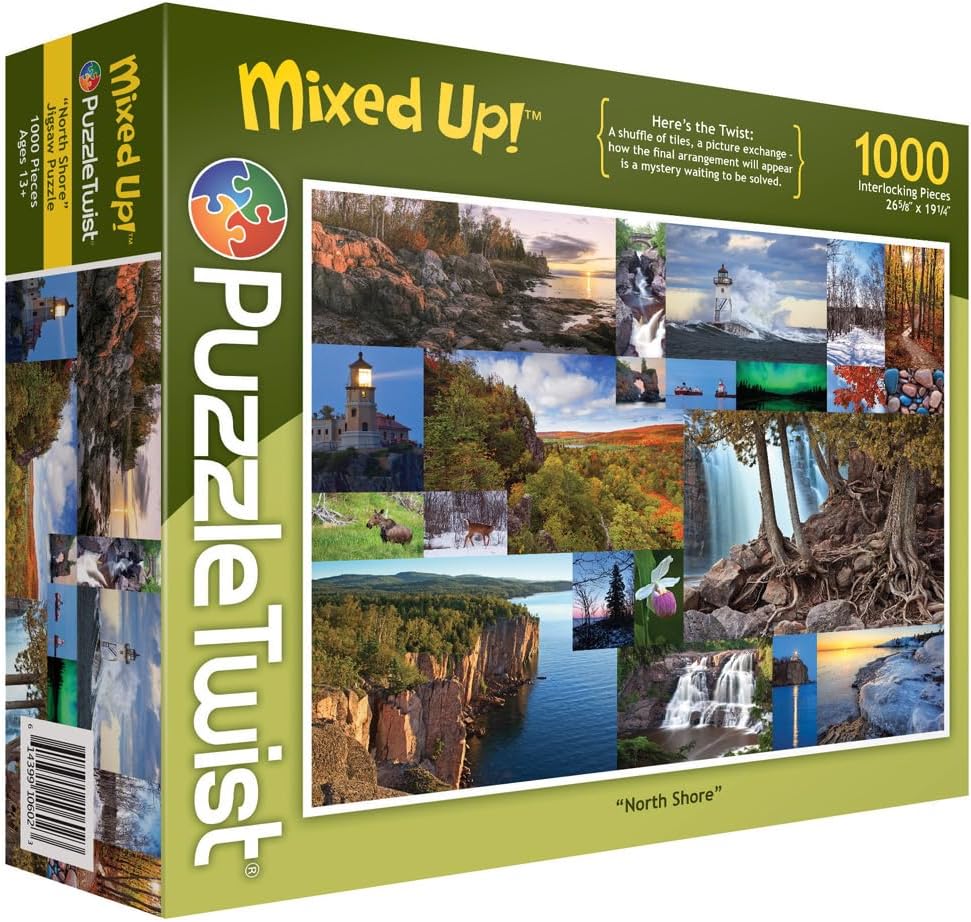 PuzzleTwist Jigsaw Puzzle | North Shore | Mixed Up! Series | 1000 Pieces | Lakes Woods Family Pastime