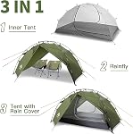 Night Cat Backpacking Tents 2 Persons Fast Setup Hiking Camp Tent with Aluminium Pole Double Layers Two Doors Waterproof Lightweight Compact 7x4.4ft