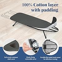 Vista 2 de Tabla de Planchar Pequeña Plegable, BlissBoard Tabla de Planchar de Mesa con Cubierta y Almohadilla, Marco de Metal Mesa de Planchar Mini de Negro