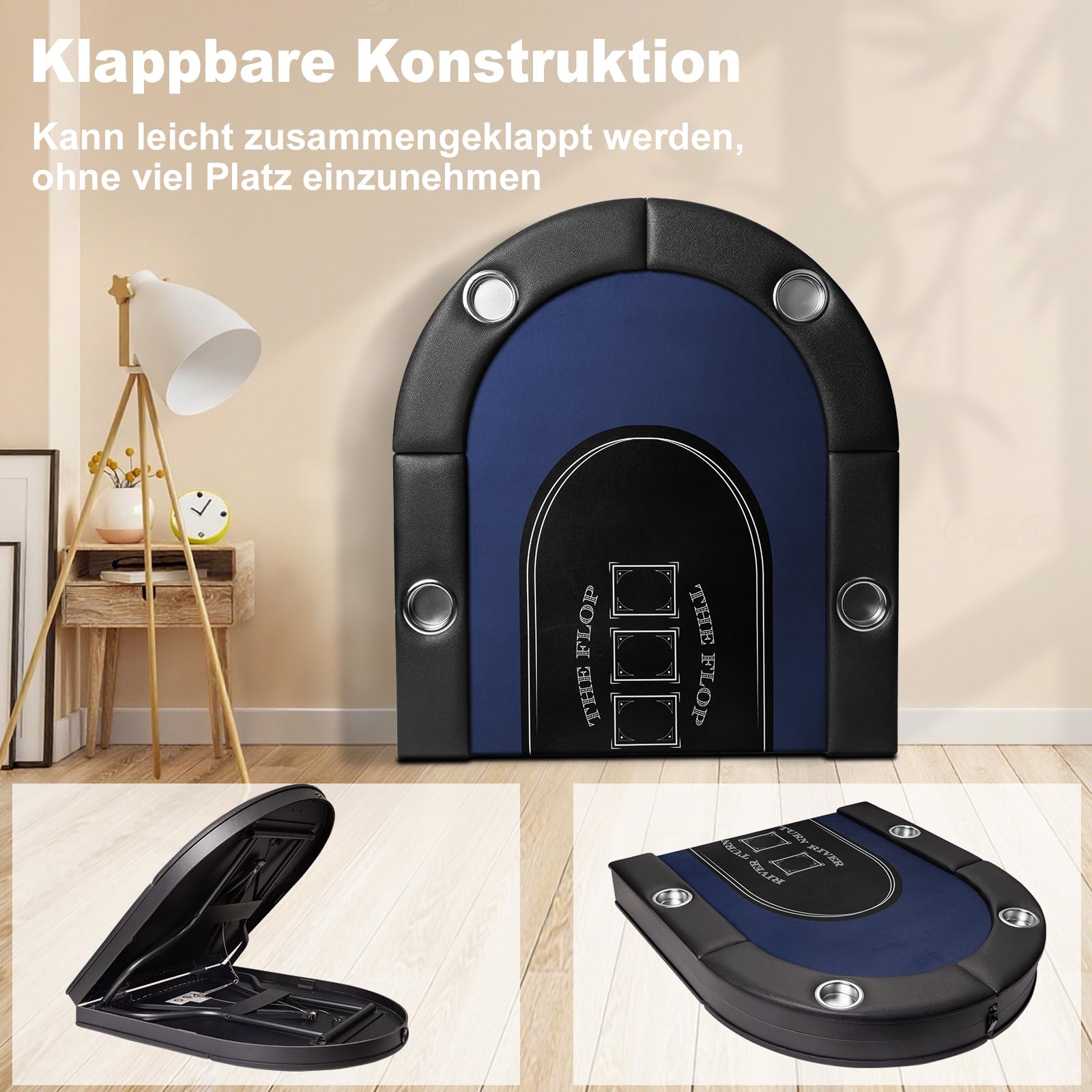 HLC Faltbarer Pokertisch 180 cm für 8 Personen mit Getränkehaltern