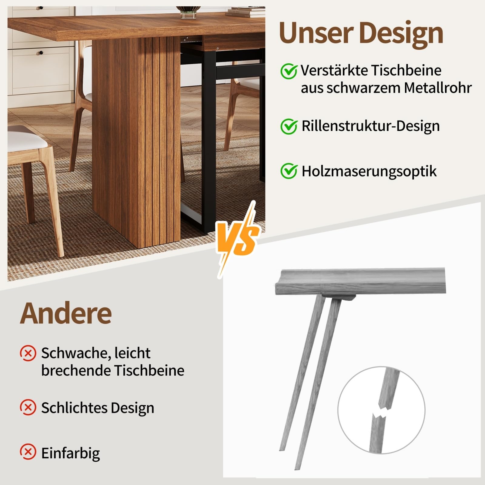 Table de Cuisine à Manger Extensible avec Compartiments Rangement Secret