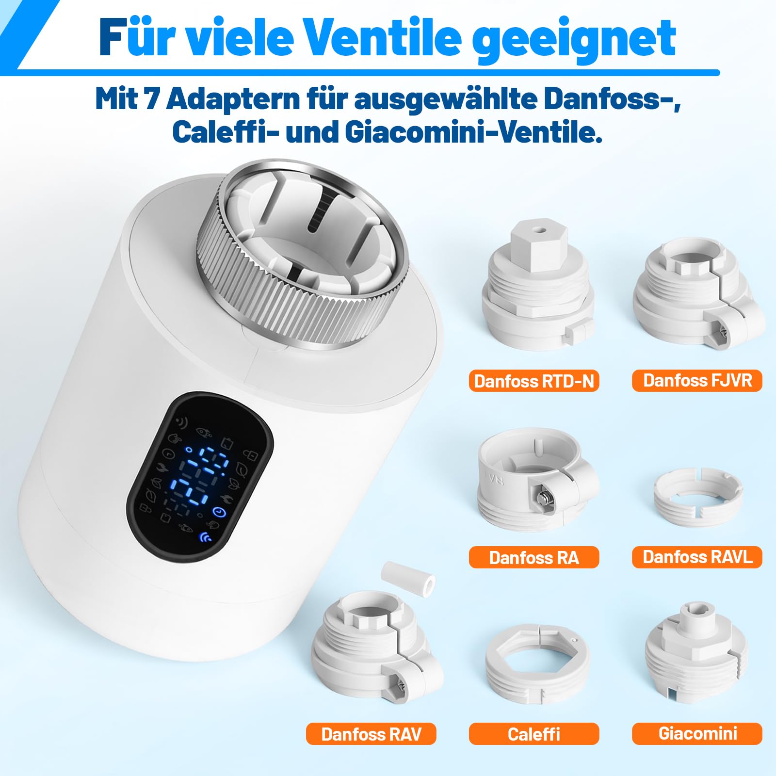 Lot de 3 thermostats de radiateur 2,4 GHz Wi-Fi sans hub Blanc
