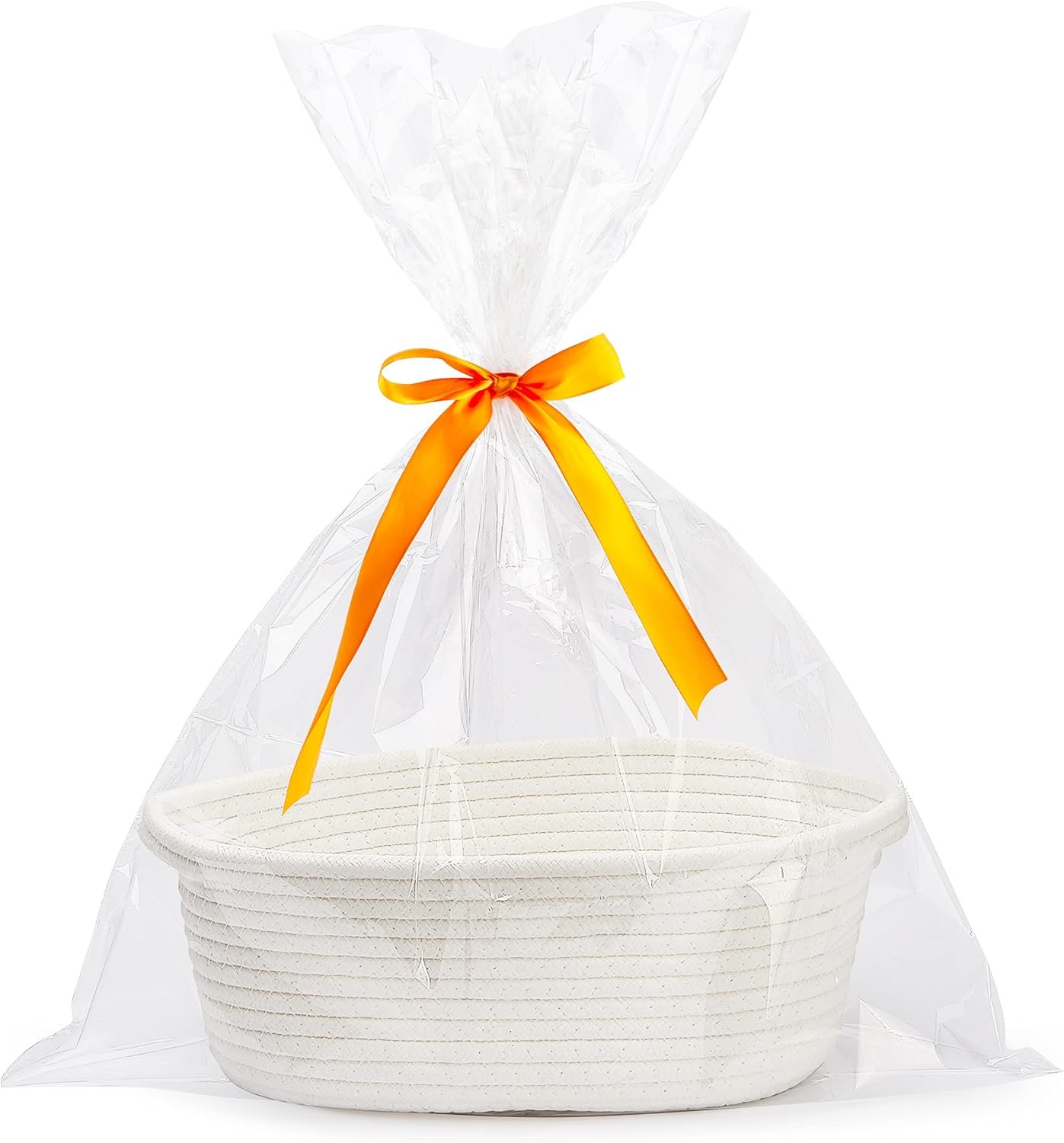 Small White Woven Rope Basket for Gifts and Storage