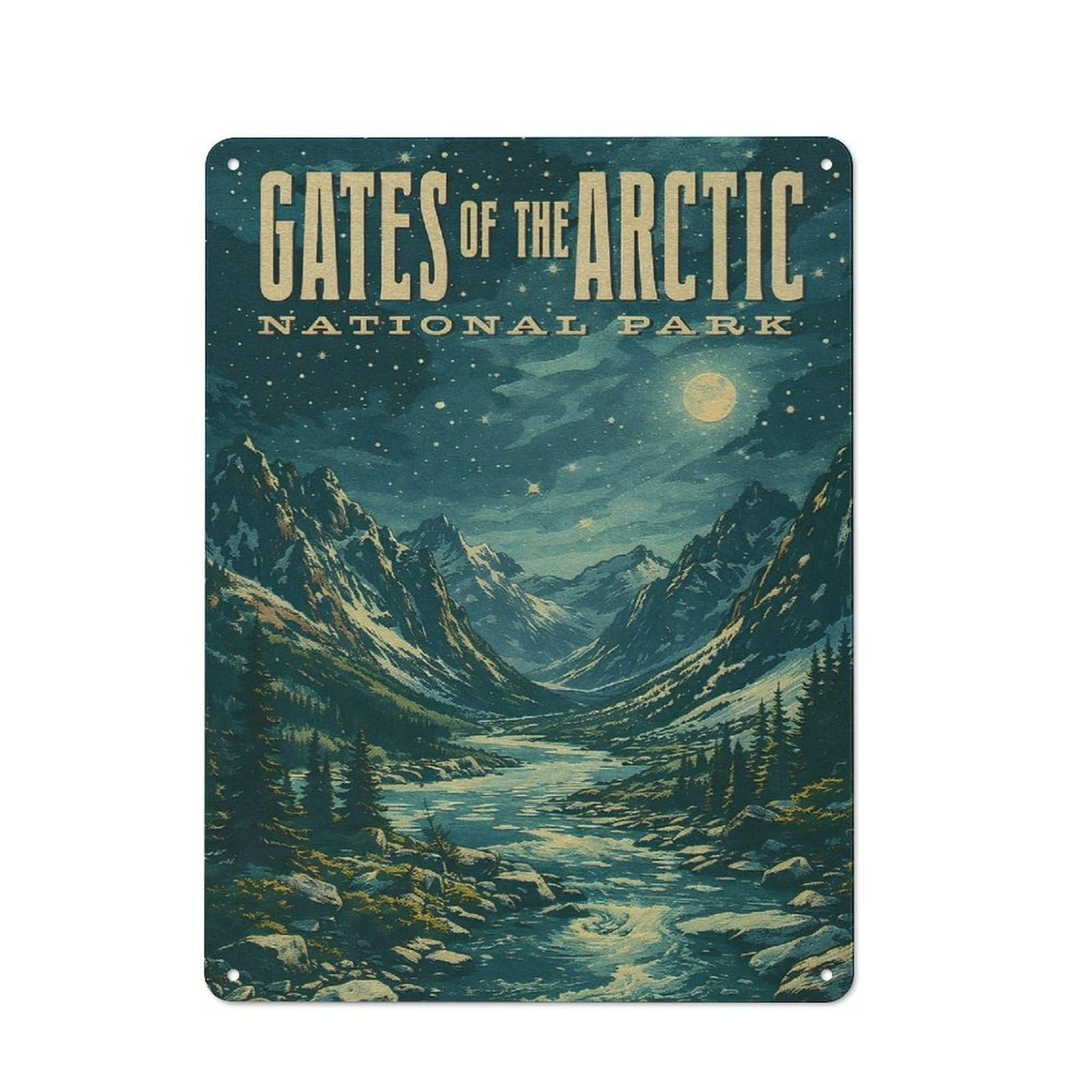 Junmoney Style-7 Gates Of The Arctic National Park Vintage Everyday Metal Wall Decor 40X30cm, Decorative Tin Plaque For Flat, Dorm Room, Lounge Or Cafe