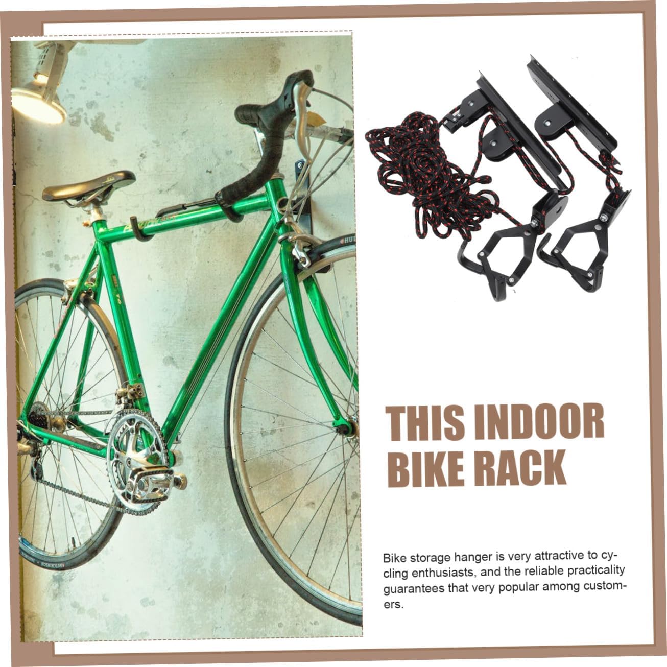Homoyoyo Heavy Duty Bicycle Hoist Lift Ceiling Mount Bike Storage Rack with Wall Mount Hooks for Indoor Garage Cycling Storage Random Color