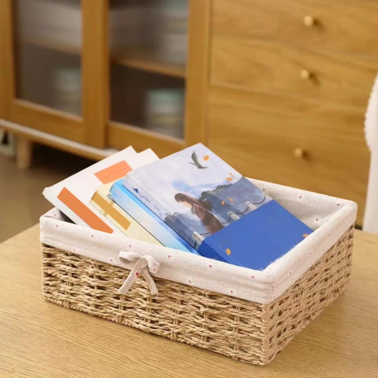 Set Of 3 Rattan Bread Basket, Handwoven Wicker Serving Baskets Bowls For Candy Snack Fruits, Rectangle