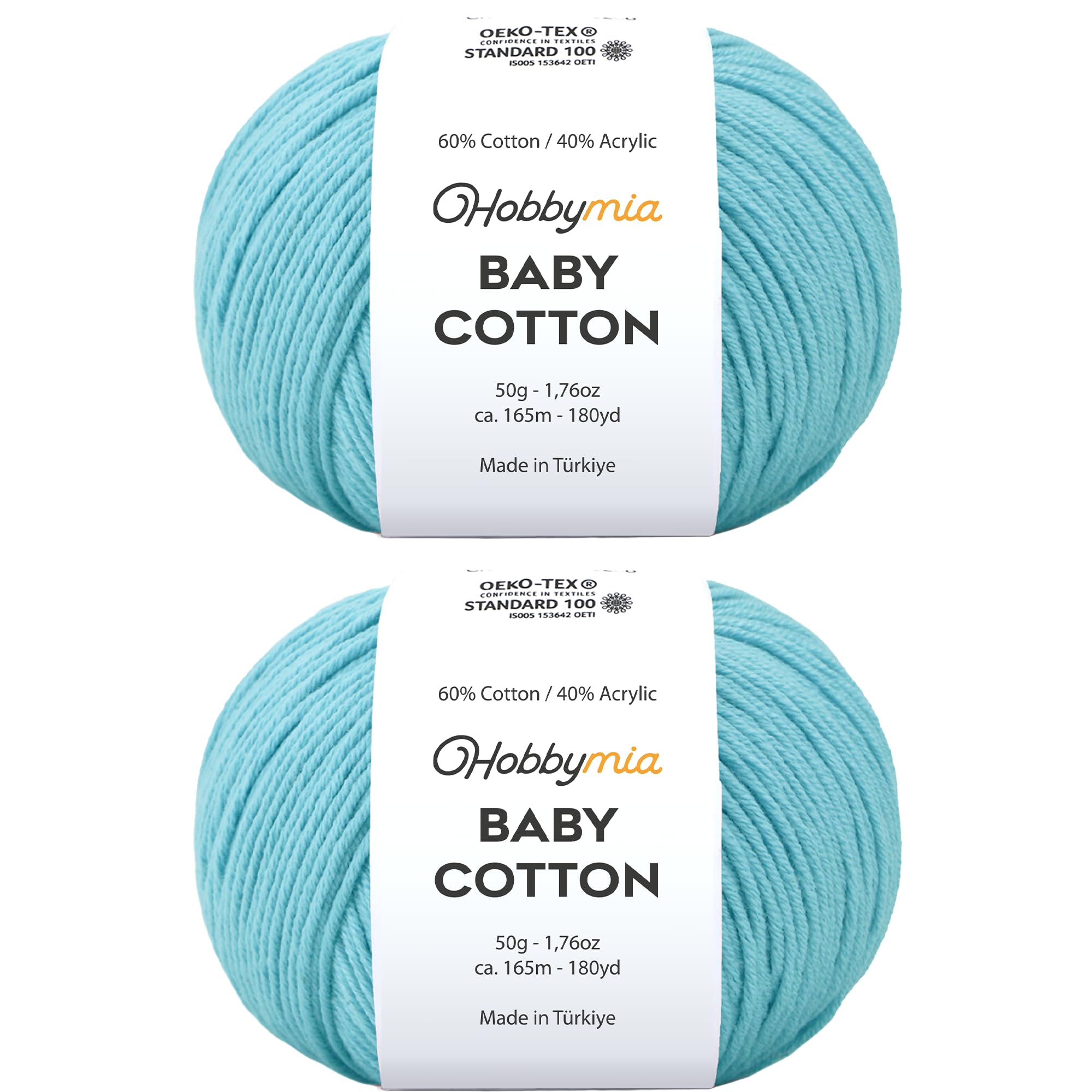 Baby Cotton Blend Yarn – Soft Sport Weight Yarn for Crochet & Amigurumi - 50g/180yds - 60% Cotton 40% Acrylic - Ideal for Baby & Knitting Proj.(Neon Green, 1 Ball) — view 59