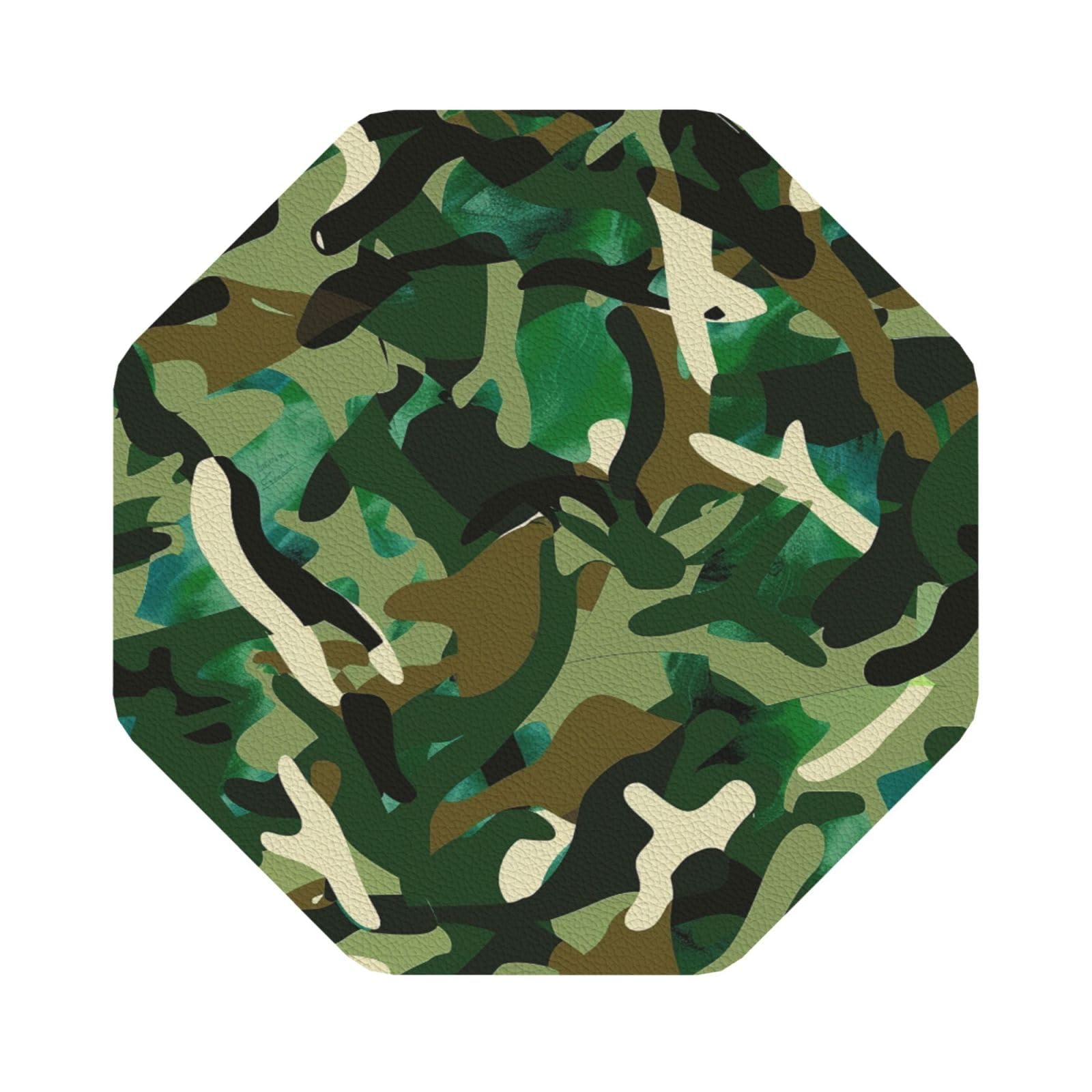 Abstract Camouflage Print Leather Coaster Set of 6, Octagon Coasters Table Decorative Coffee Cup Beverage Coasters Wine Beer Bar Coasters for Hot Drinks Table Protection