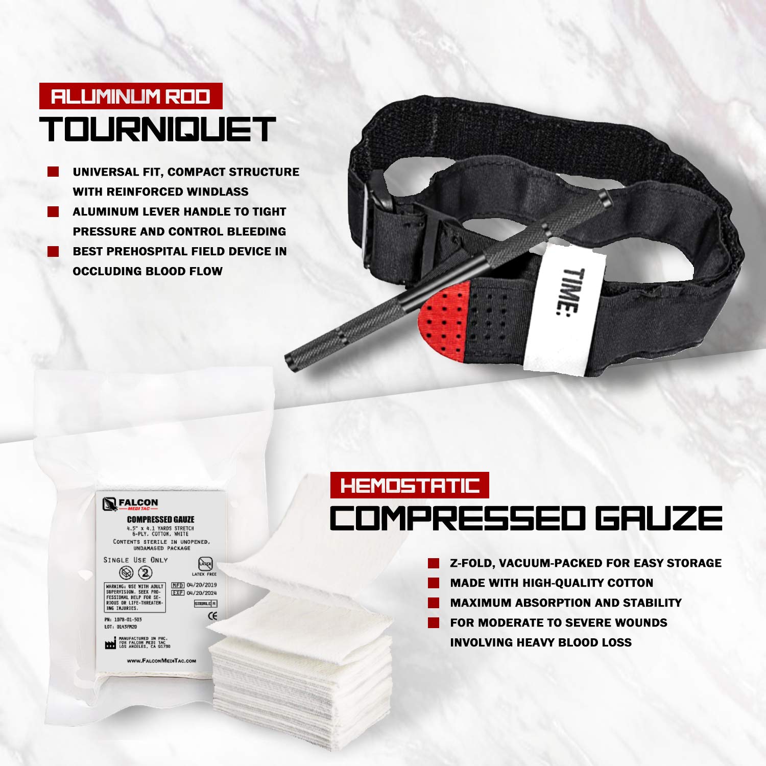 Buy FalconTac Emergency Compact Trauma Kit with Aluminum Tourniquet